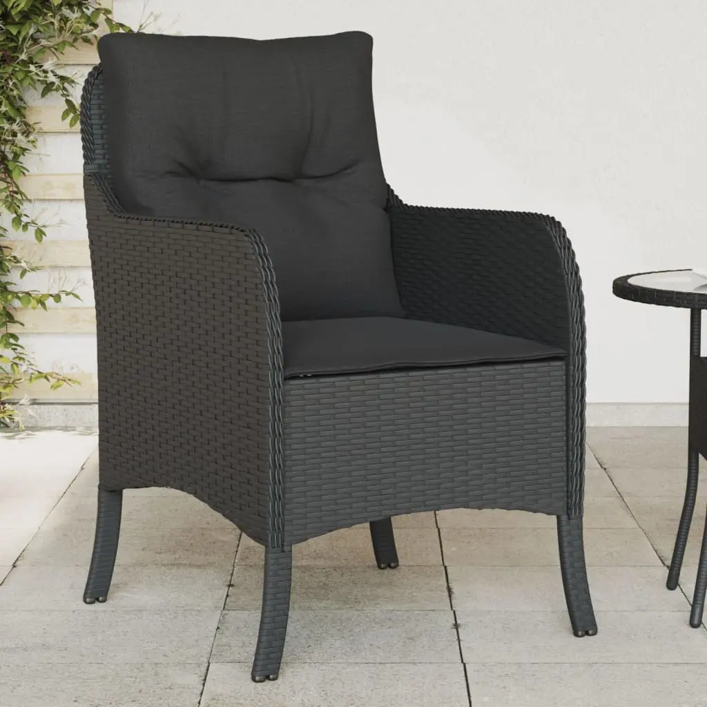 Sedie da Giardino con Cuscini 2 pz Nere in Polyrattan