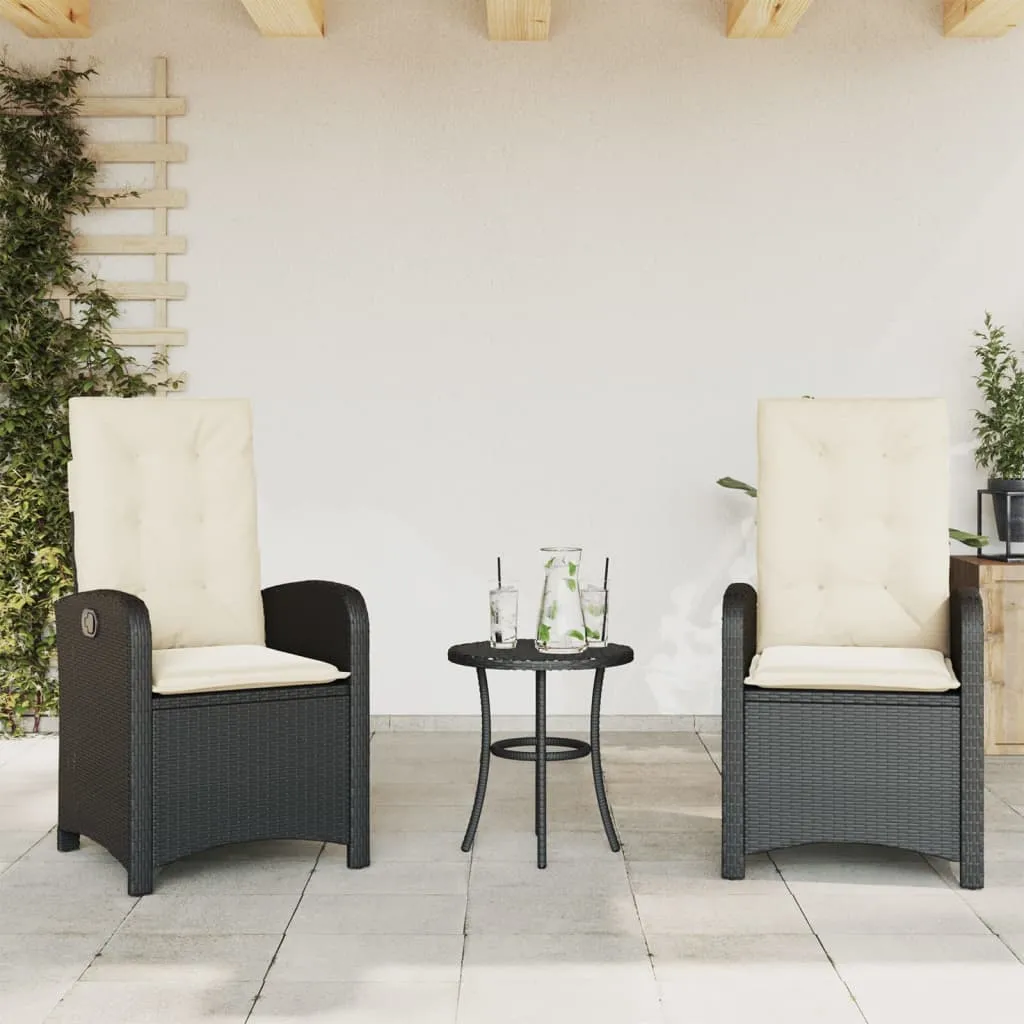 vidaXL Sedie Reclinabili da Giardino 2 pz con Cuscini Nero Polyrattan