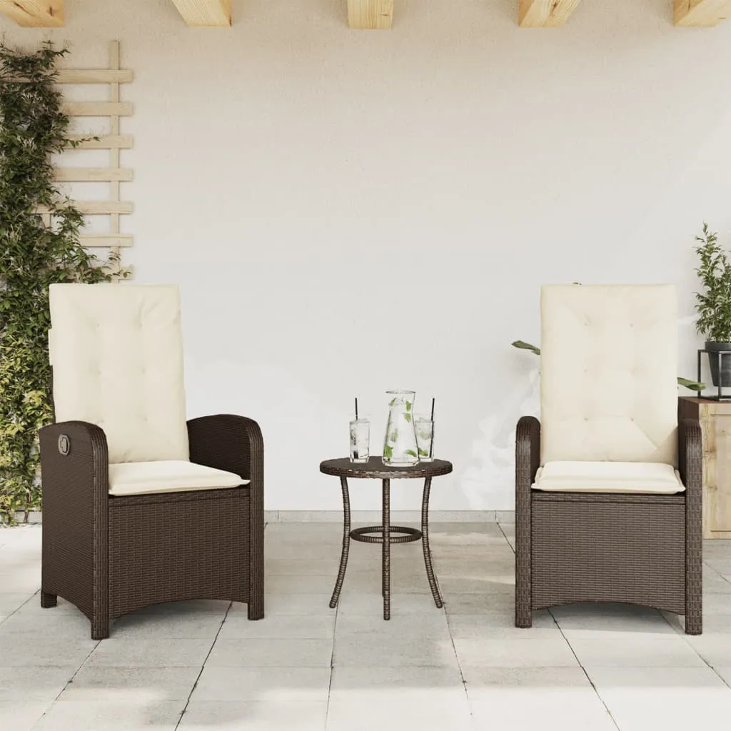 vidaXL Sedie Reclinabili Giardino 2pz con Cuscini Marrone Polyrattan