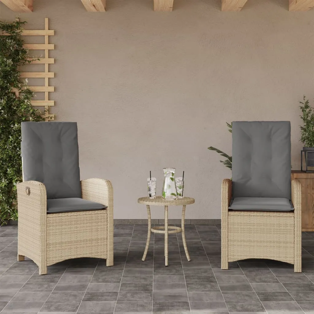 vidaXL Sedie Reclinabili Giardino 2pz Cuscini Beige Misto Polyrattan