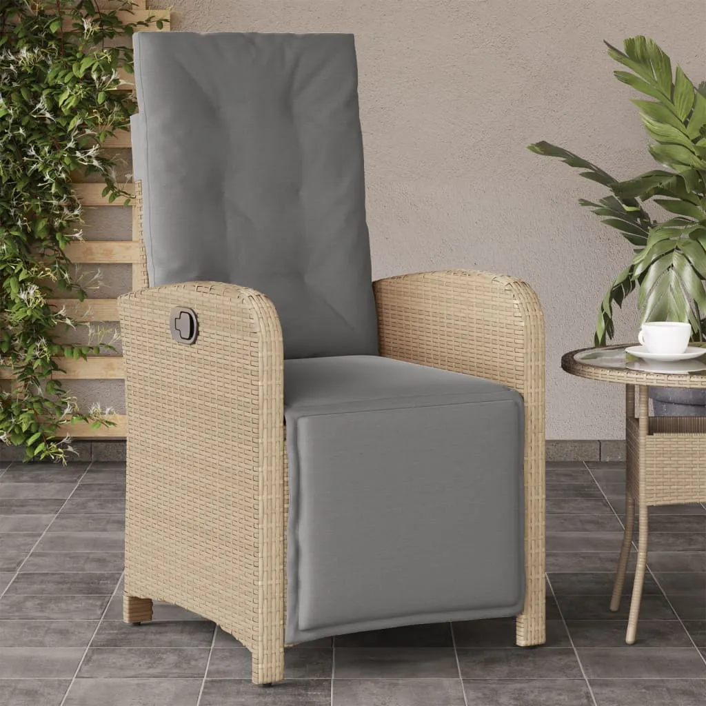 vidaXL Sedia Reclinabile Giardino e Poggiapiedi Beige Misto Polyrattan