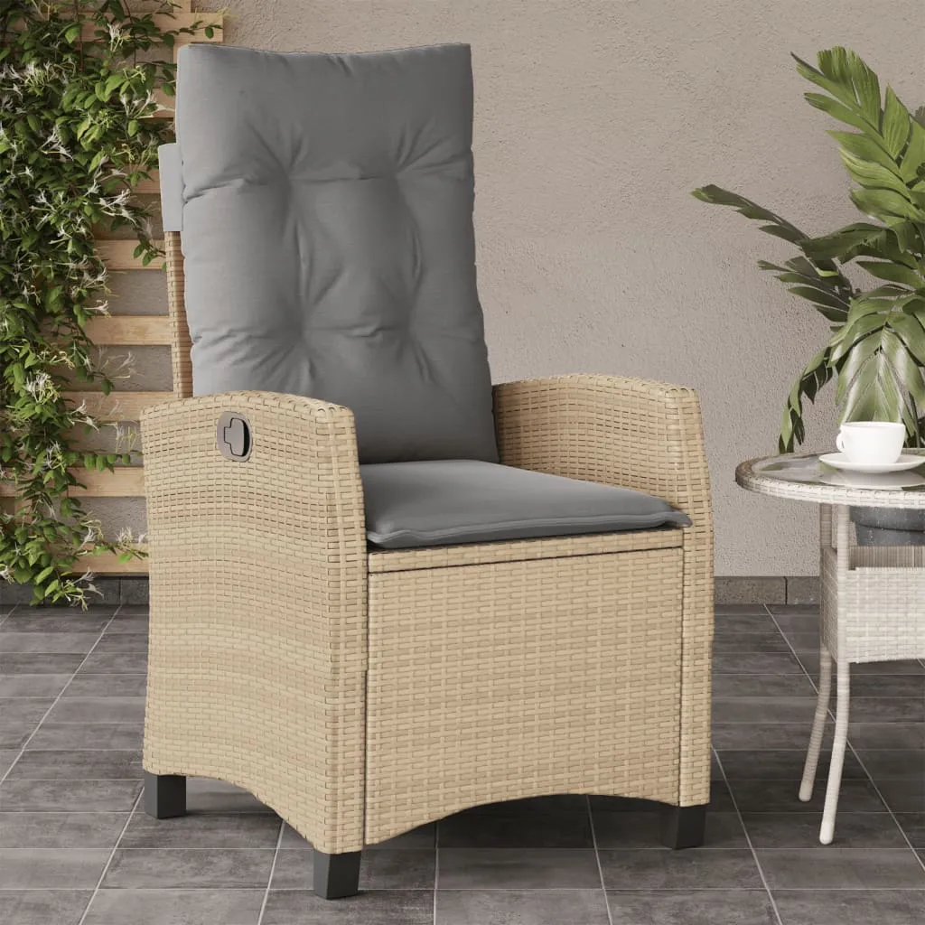 vidaXL Sedia Reclinabile Giardino con Cuscini Beige Misto Polyrattan