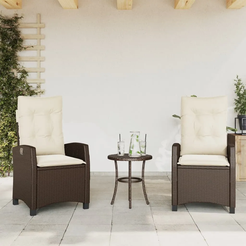 vidaXL Sedie Reclinabili Giardino 2pz con Cuscini Marrone Polyrattan