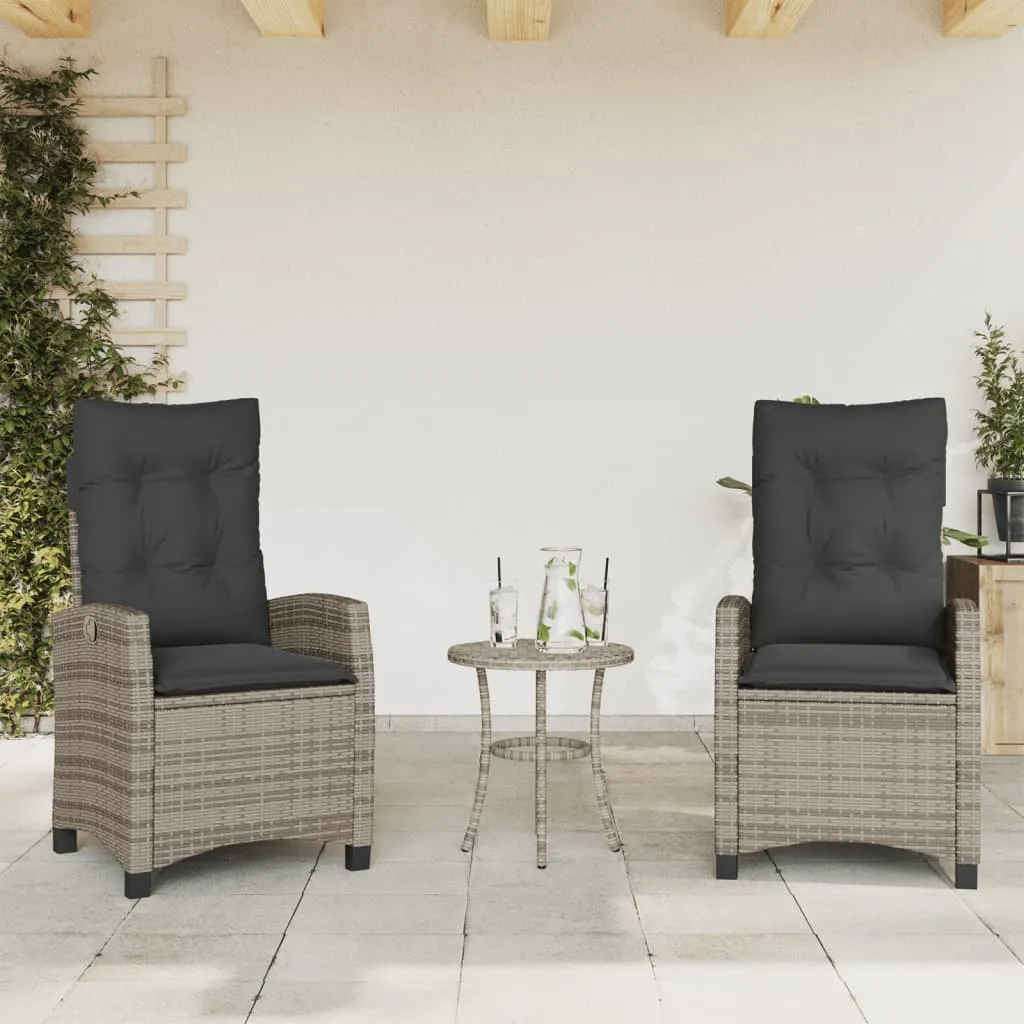 vidaXL Sedie da Giardino Reclinabili 2 pz e Cuscini Grigio Polyrattan