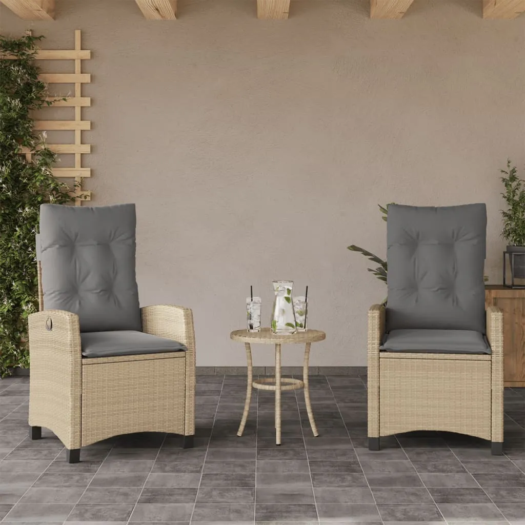 vidaXL Sedie Reclinabili Giardino 2pz Cuscini Beige Misto Polyrattan