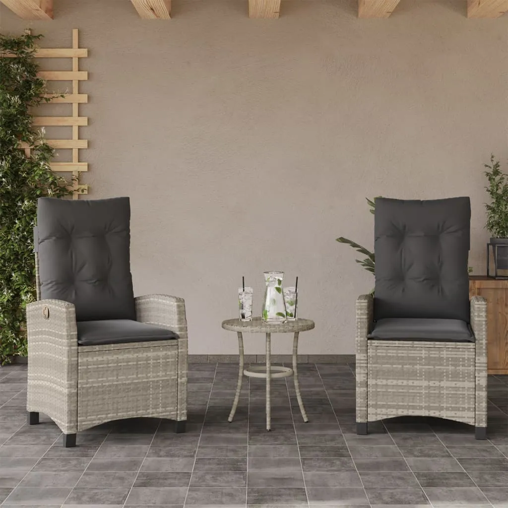 vidaXL Sedie Reclinabili Giardino 2pz Cuscini Grigio Chiaro Polyrattan