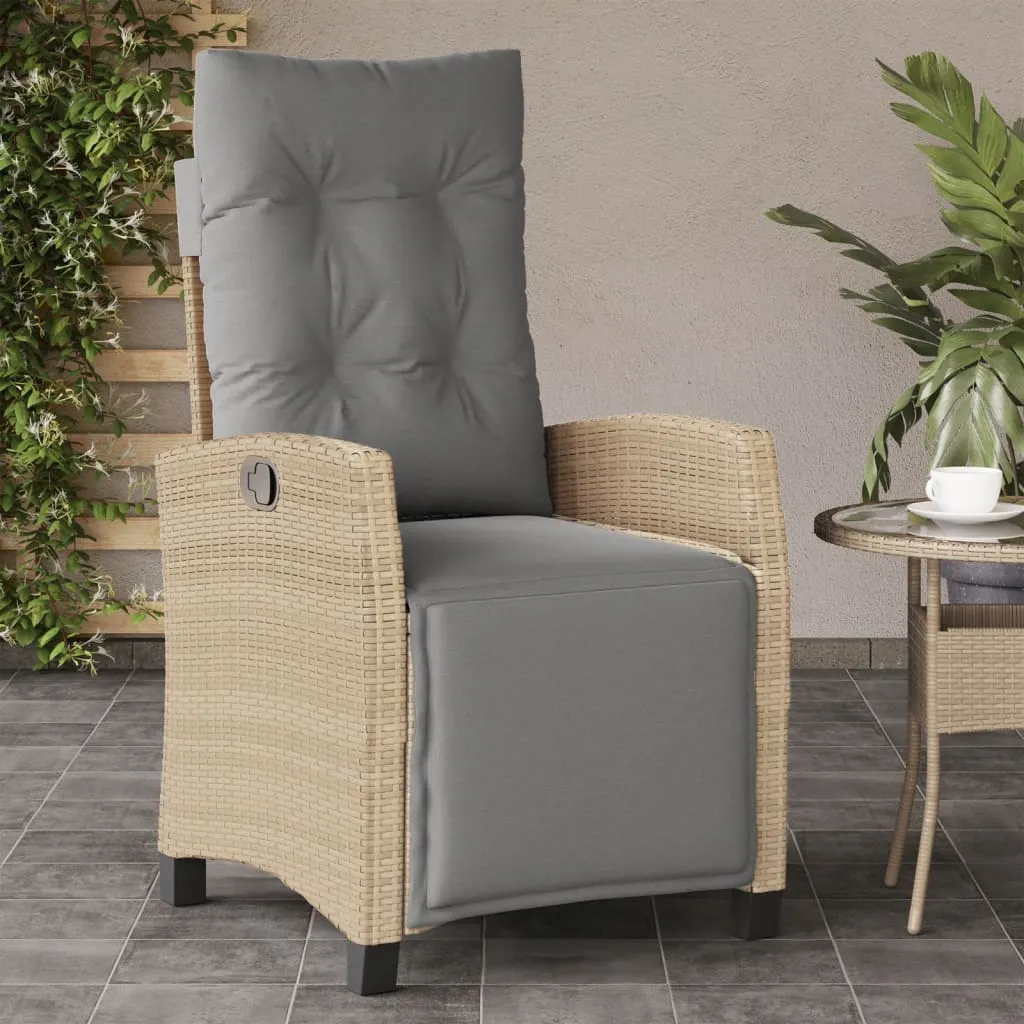 vidaXL Sedia Reclinabile Giardino e Poggiapiedi Beige Misto Polyrattan