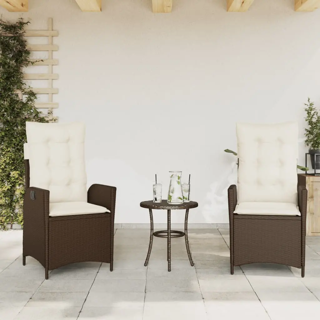 Sedie Reclinabili Giardino 2pz con Cuscini Marrone Polyrattan