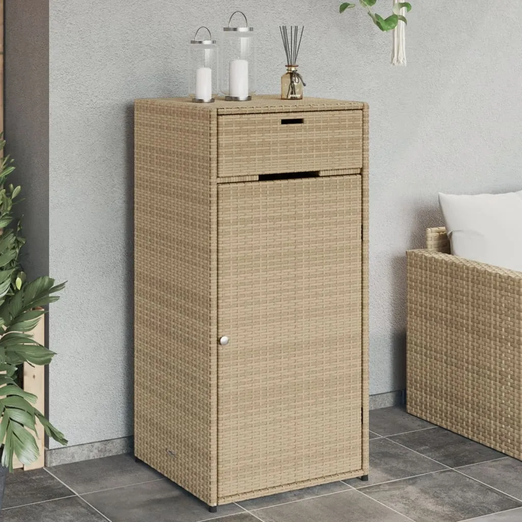 vidaXL Armadietto Portaoggetti Giardino Beige 55x55x111cm Polyrattan