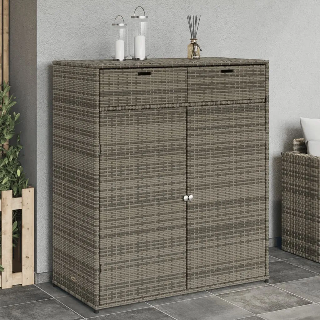 vidaXL Armadietto Portaoggetti Giardino Grigio 105x55x113cm Polyrattan