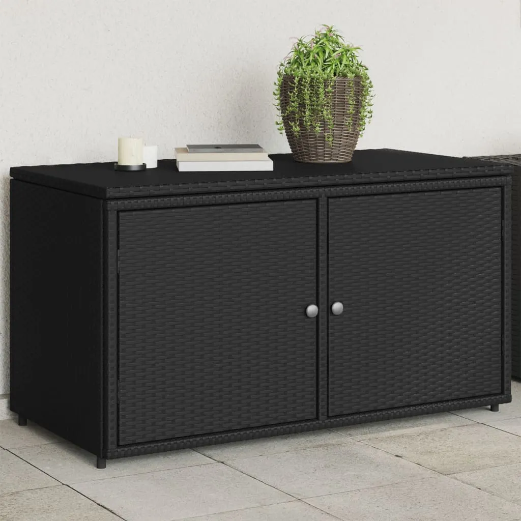 vidaXL Armadietto Portaoggetti Giardino Nero 110x55x60,5cm Polyrattan