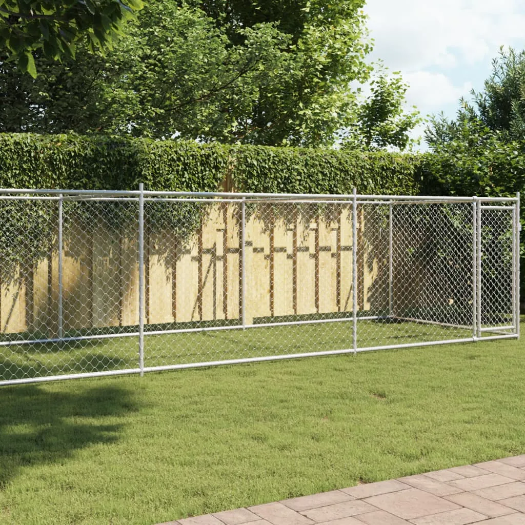 vidaXL Gabbia per Cani con Porta Grigia 8x2x1,5 m in Acciaio Zincato