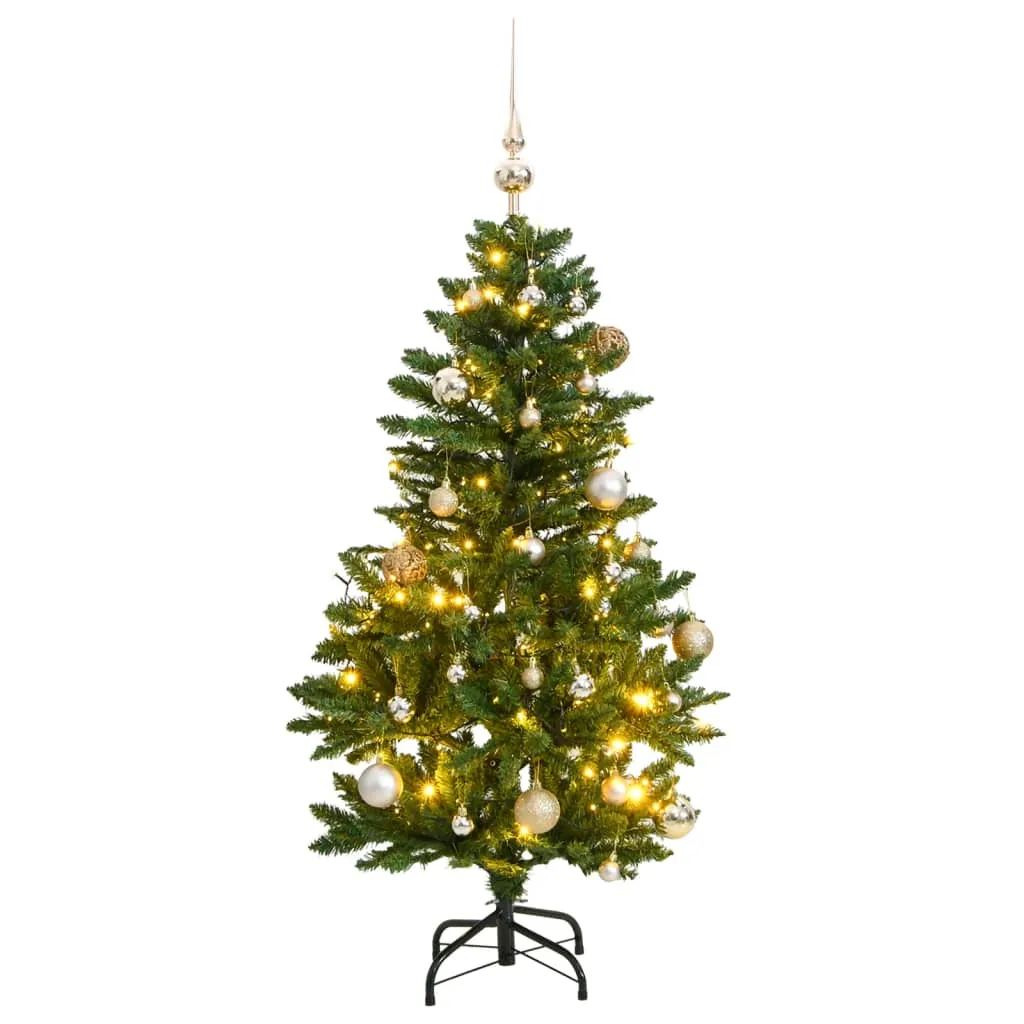 vidaXL Albero Natale Incernierato con 150 LED e Palline 120 cm