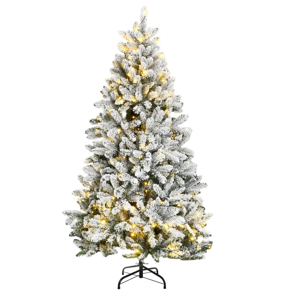 vidaXL Albero Natale Artificiale Cerniera 300 LED Neve Floccata 180 cm