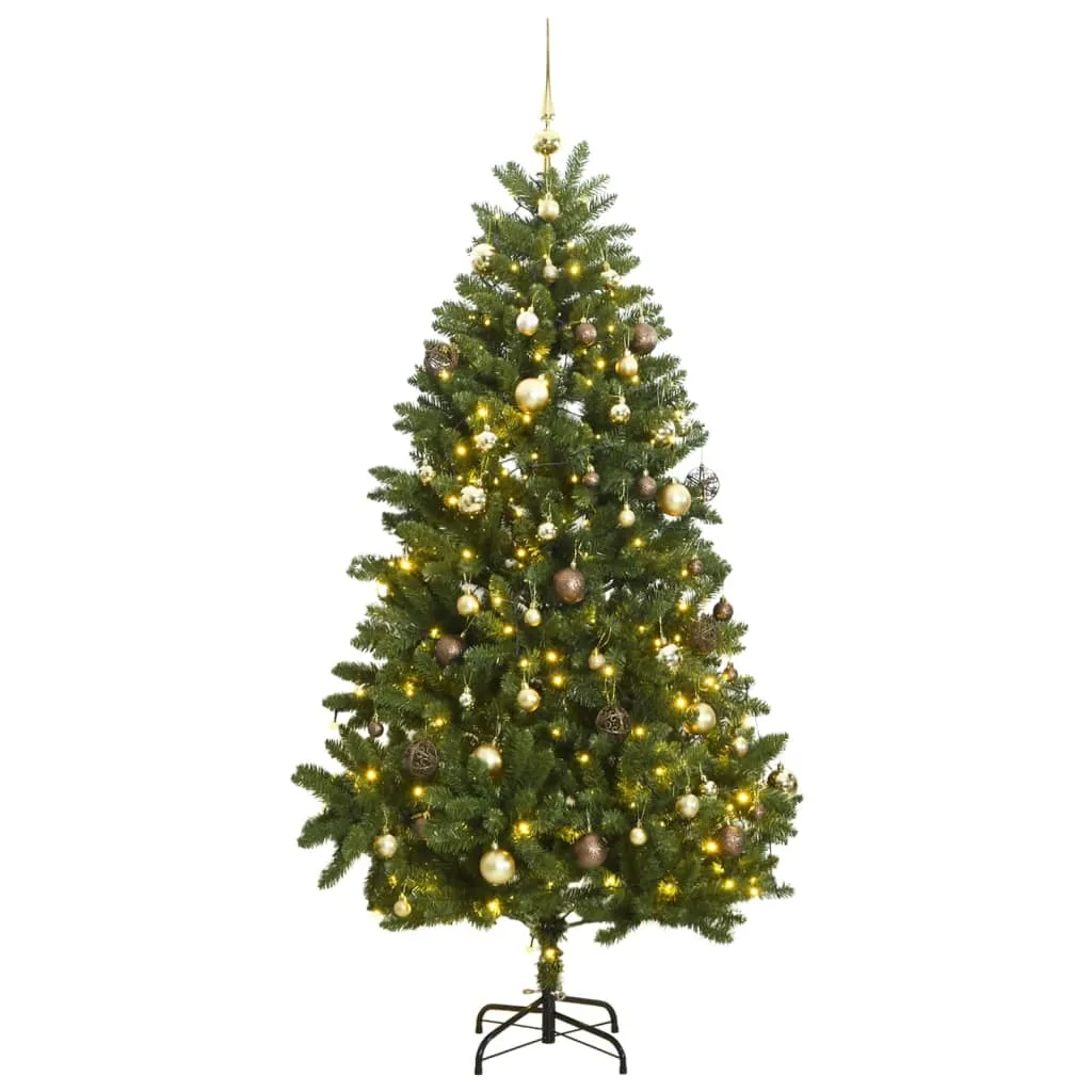 vidaXL Albero Natale Artificiale Incernierato 300 LED e Palline 270 cm