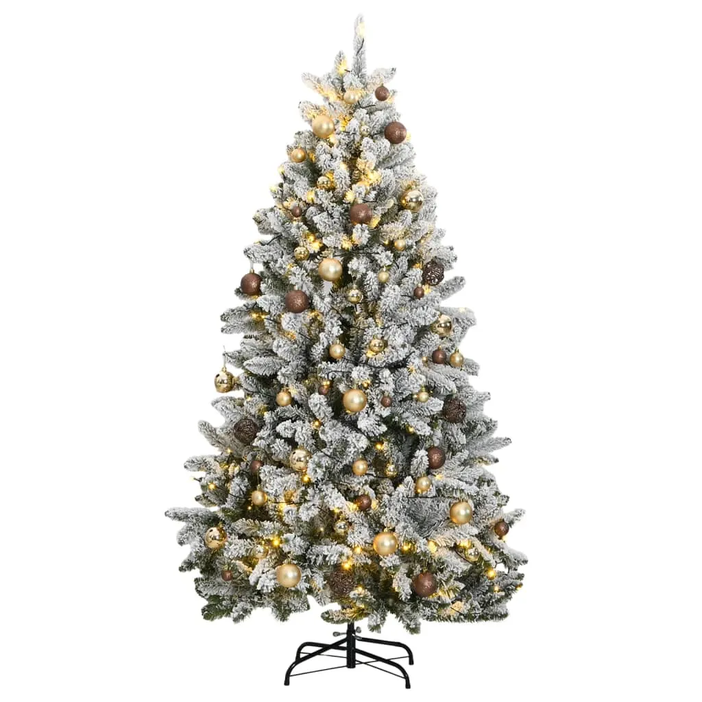 vidaXL Albero Natale Incernierato con 300 LED e Palline 180 cm