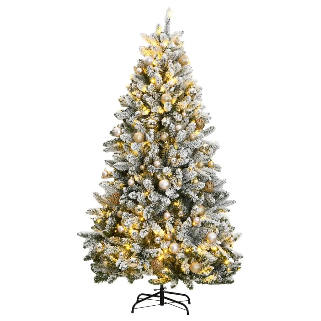 vidaXL Albero Natale Incernierato con 300 LED e Palline 180 cm