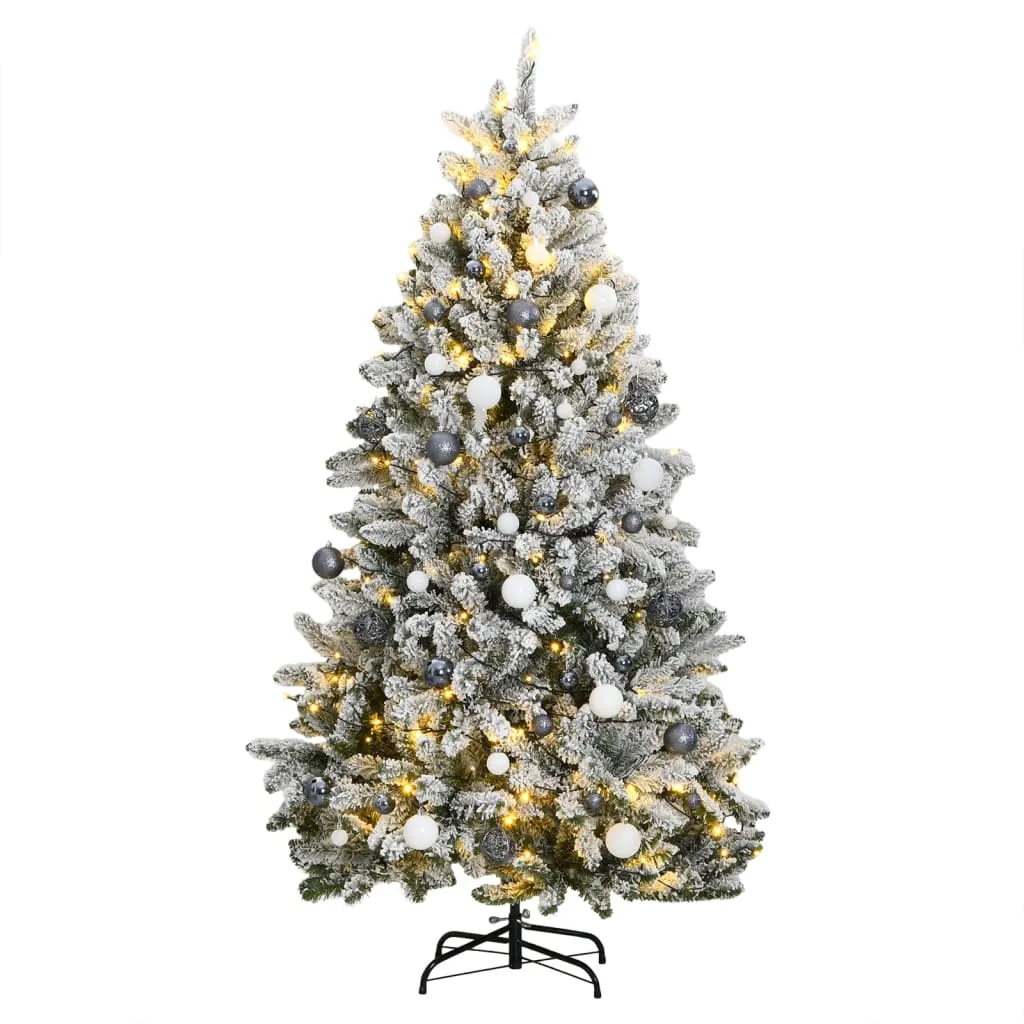 vidaXL Albero Natale Incernierato con 300 LED e Palline 240 cm