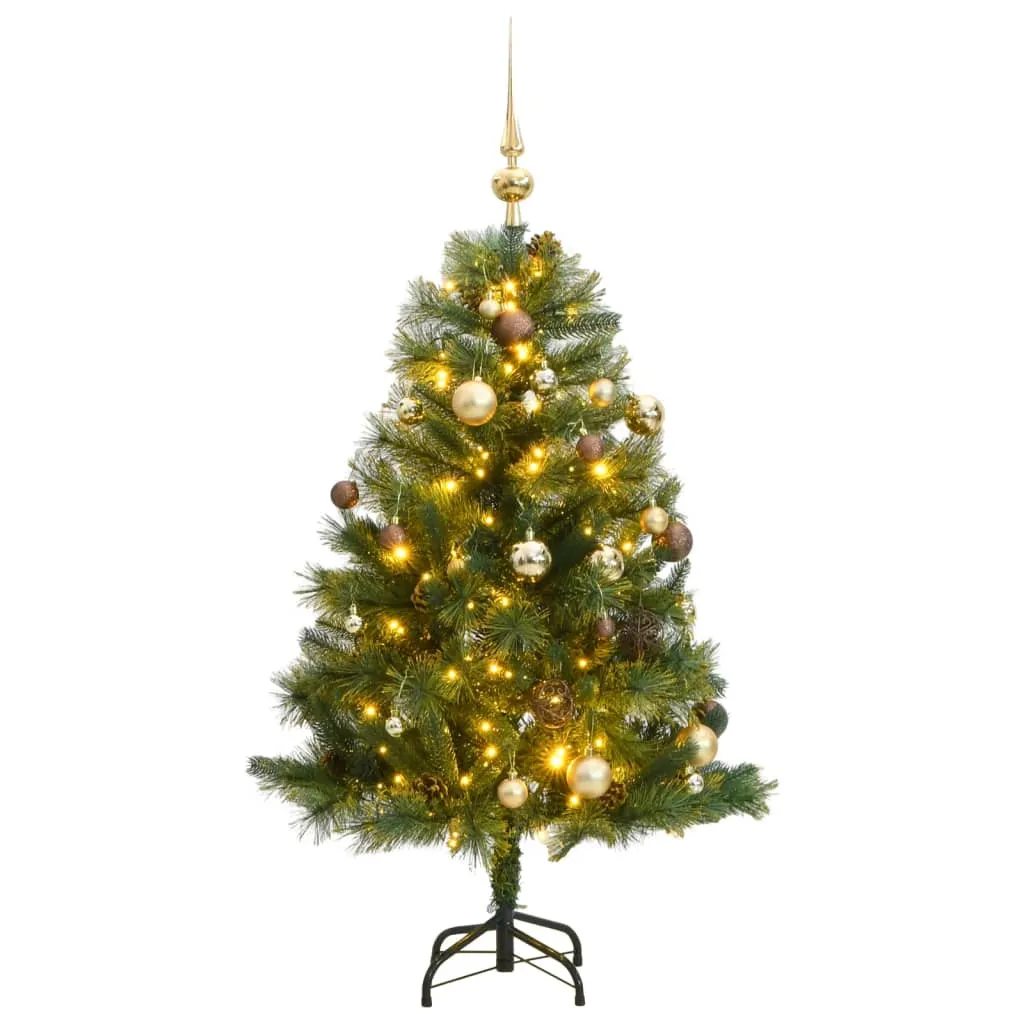 vidaXL Albero Natale Incernierato con 150 LED e Palline 120 cm