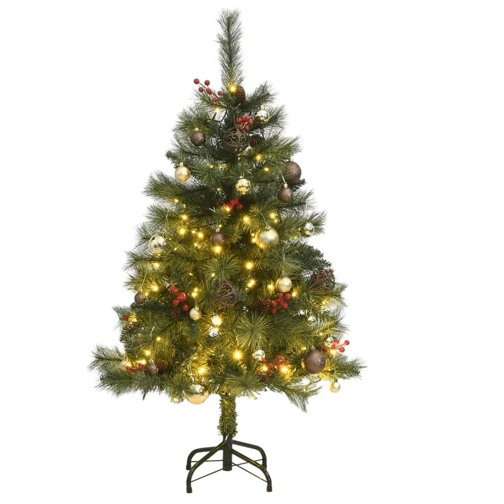 vidaXL Albero Natale Incernierato con 150 LED e Palline 120 cm