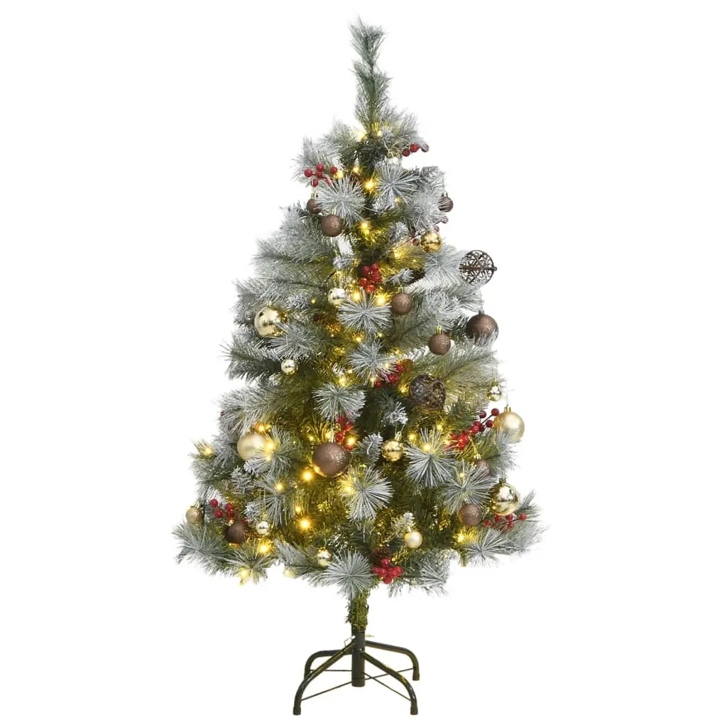 vidaXL Albero Natale Incernierato con 150 LED e Palline 120 cm