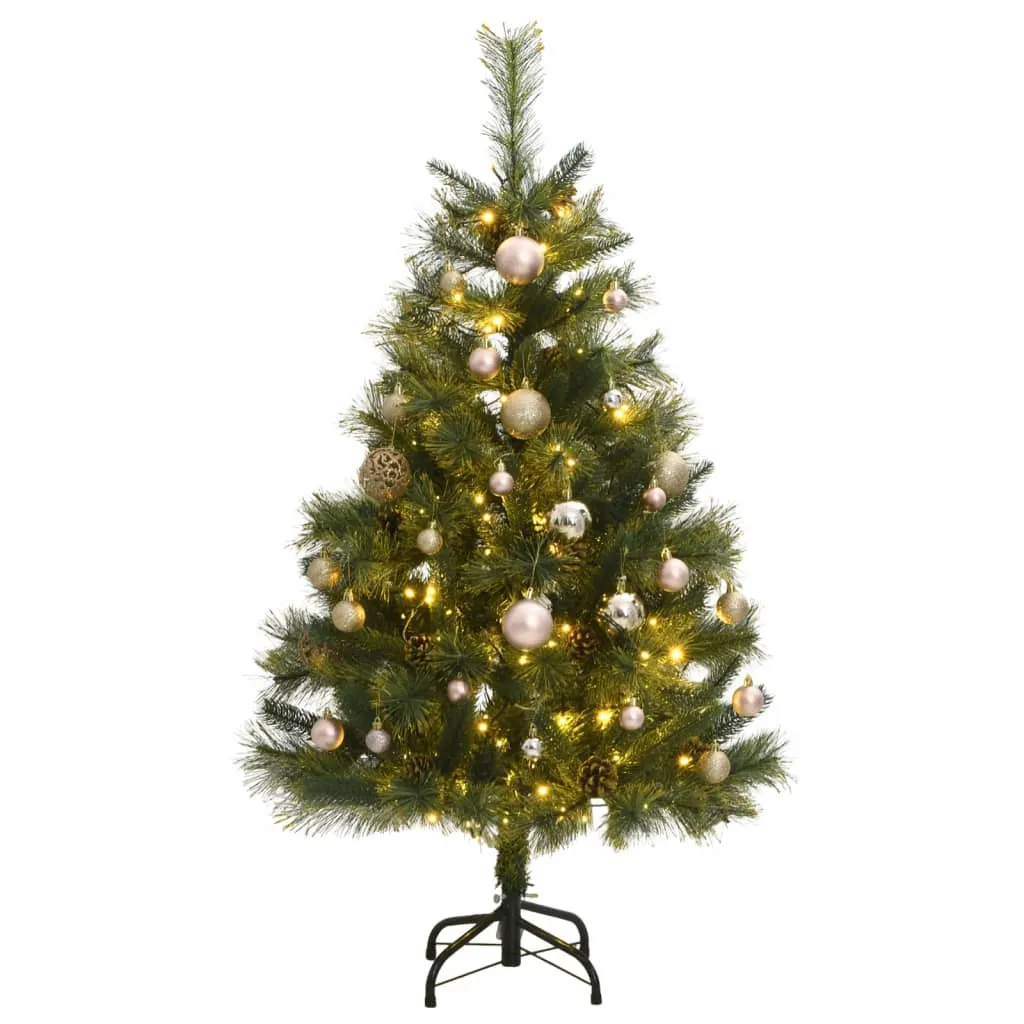 vidaXL Albero Natale Incernierato con 150 LED e Palline 120 cm