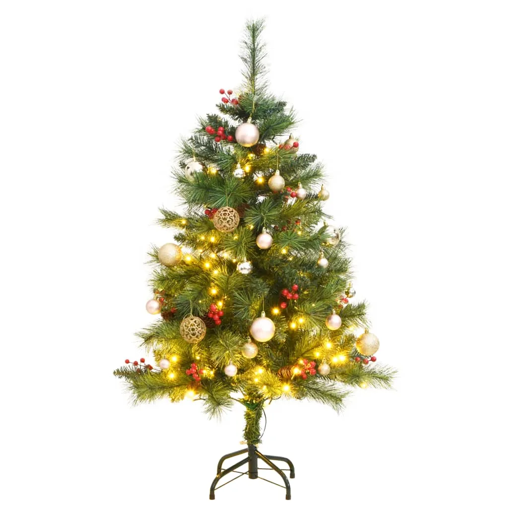 vidaXL Albero Natale Incernierato con 150 LED e Palline 120 cm