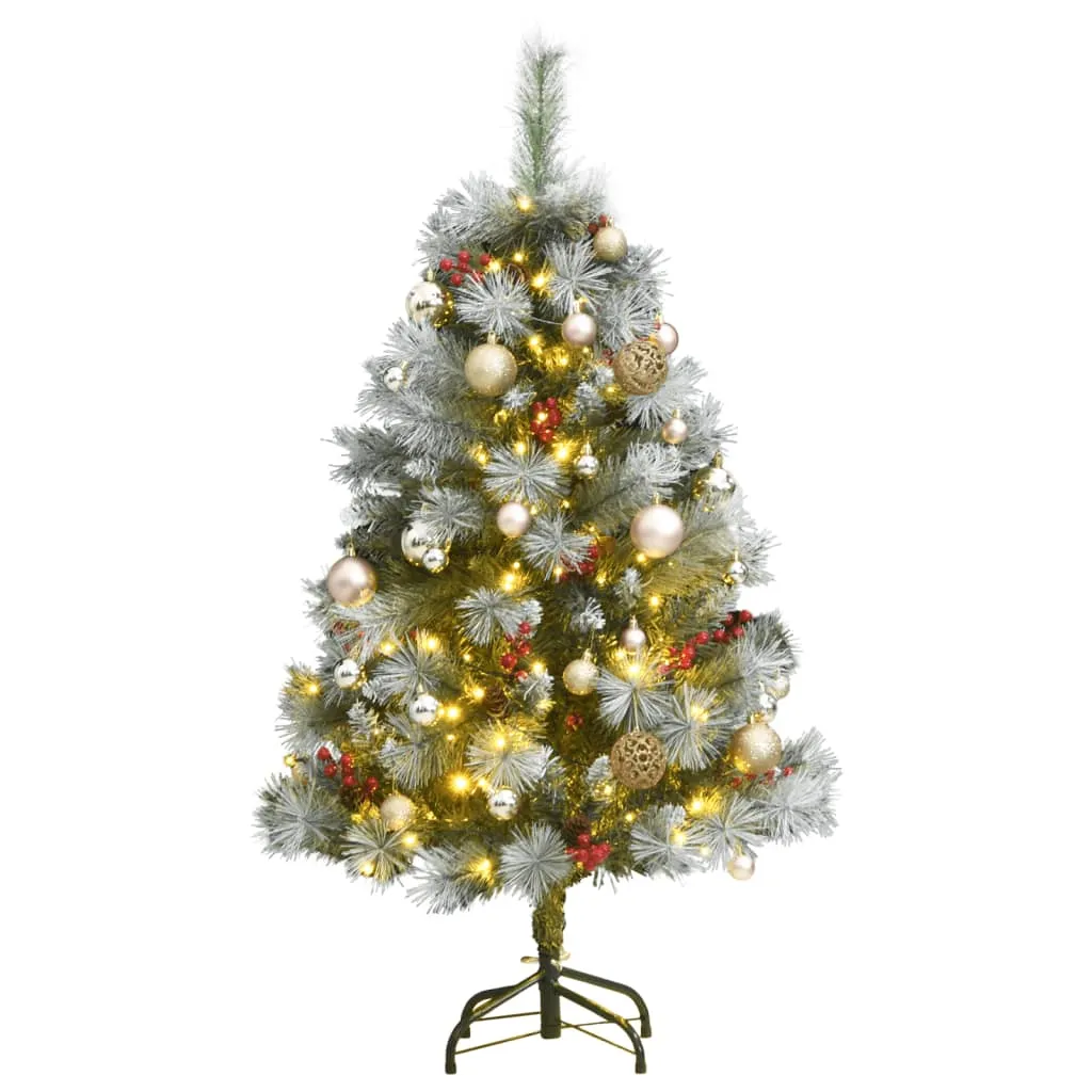 vidaXL Albero Natale Incernierato con 150 LED e Palline 120 cm