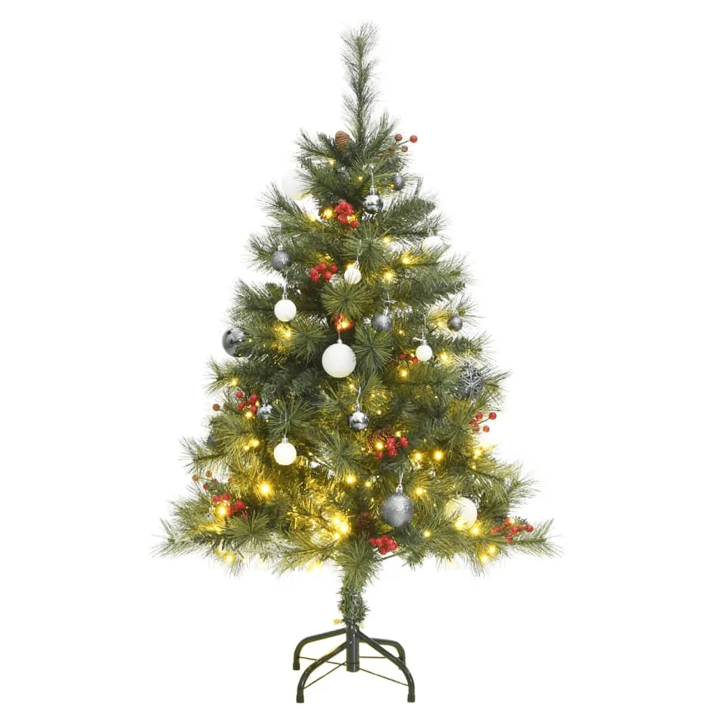 vidaXL Albero Natale Incernierato con 150 LED e Palline 120 cm