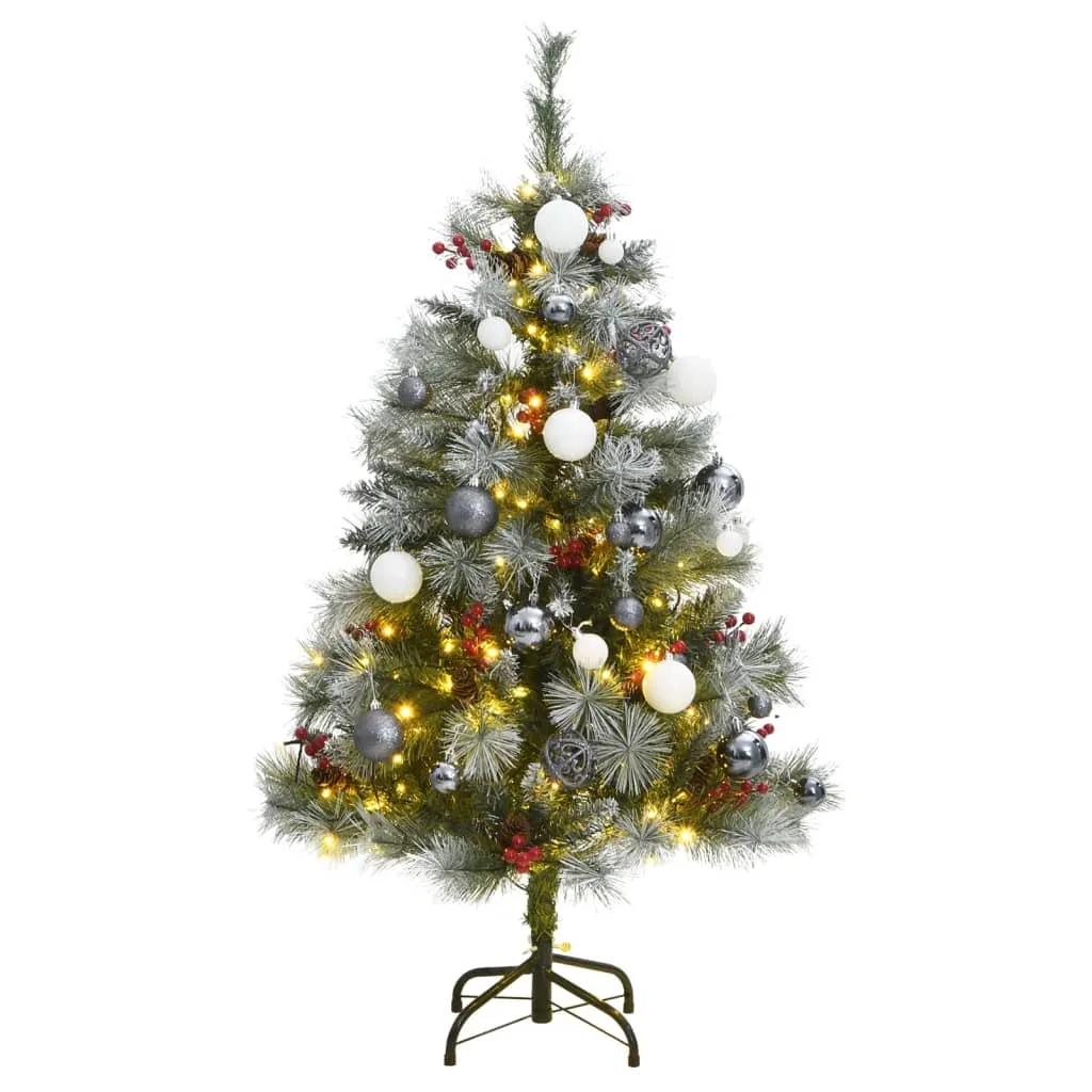 vidaXL Albero Natale Incernierato con 150 LED e Palline 120 cm