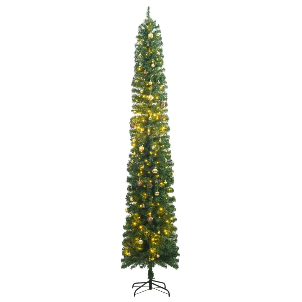 vidaXL Albero di Natale Sottile con 300 LED e Set Palline 270 cm