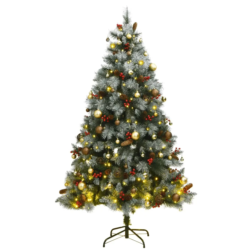 vidaXL Albero Natale Incernierato con 300 LED e Palline 180 cm