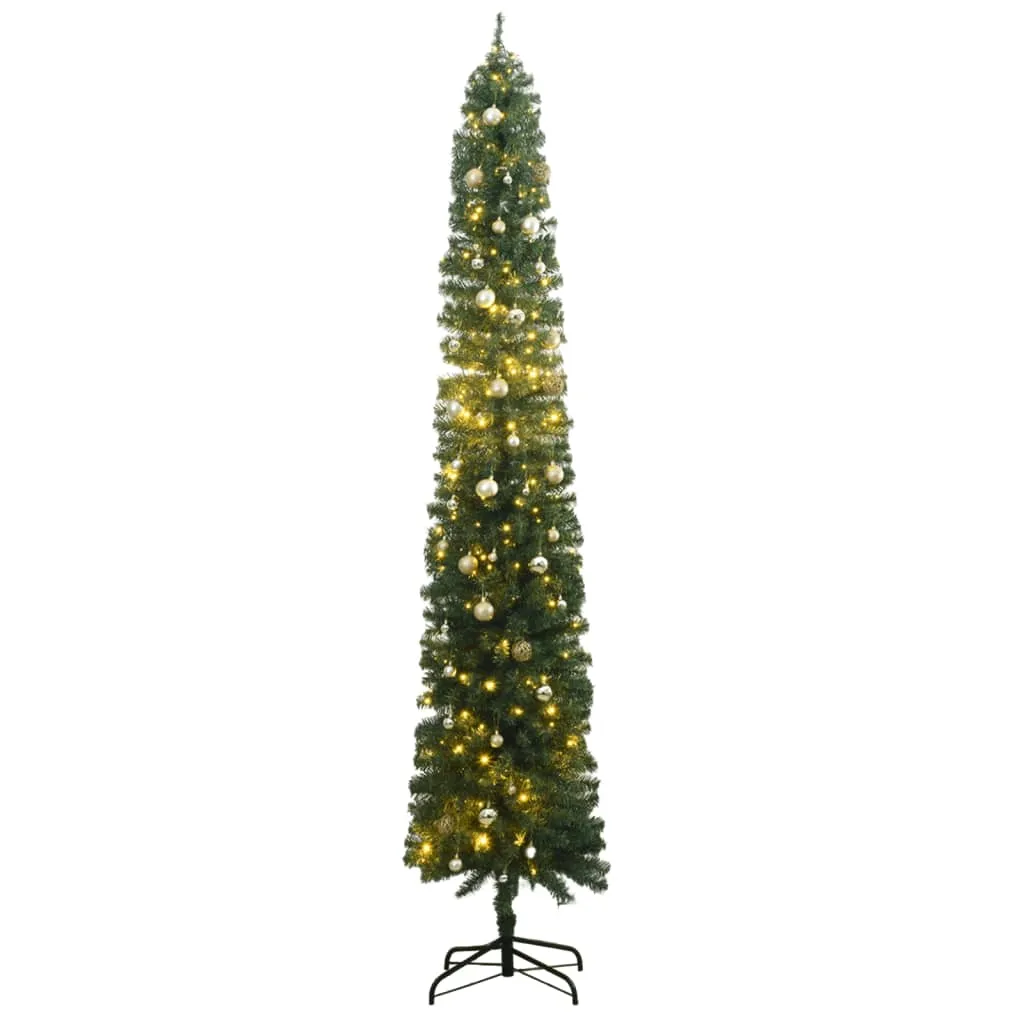 vidaXL Albero di Natale Sottile con 300 LED e Set Palline 300 cm