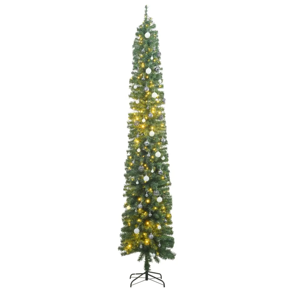 vidaXL Albero di Natale Sottile con 300 LED e Set Palline 270 cm