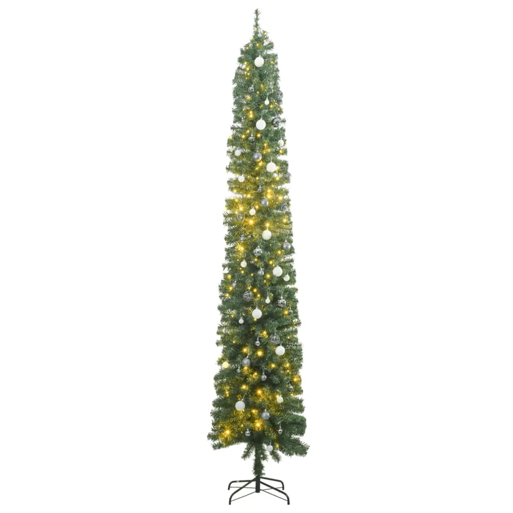 vidaXL Albero di Natale Sottile con 300 LED e Set Palline 300 cm