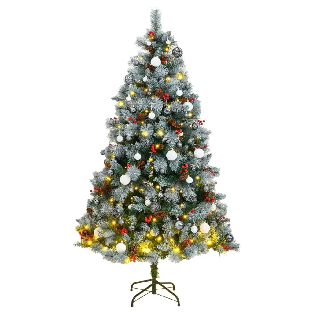 vidaXL Albero Natale Incernierato con 300 LED e Palline 180 cm