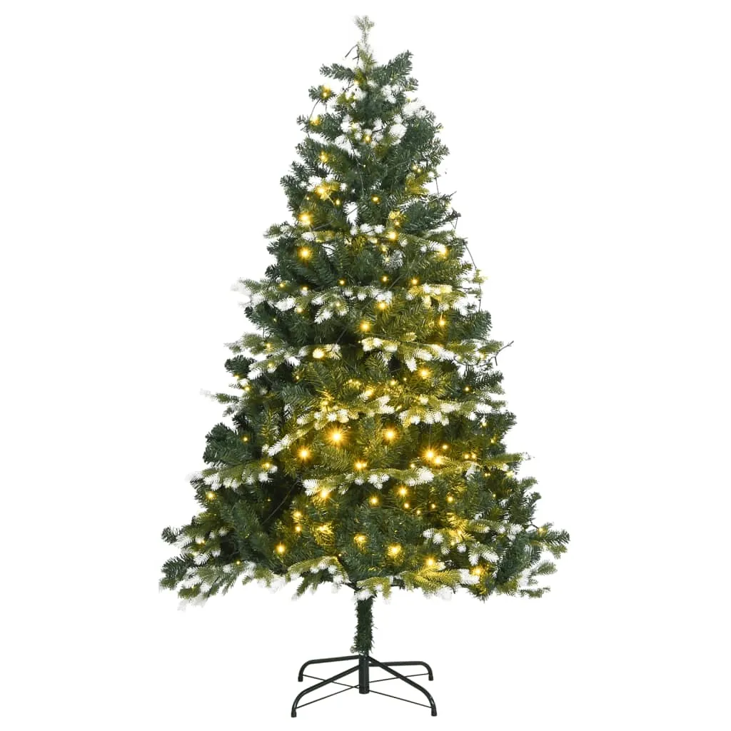 vidaXL Albero Natale Incernierato con 150 LED e Neve Fioccata 150 cm