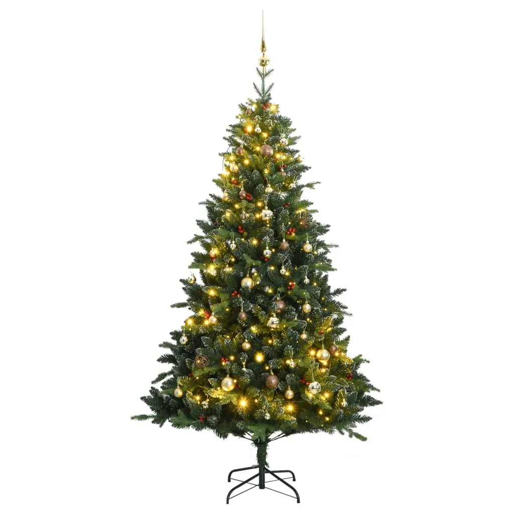 vidaXL Albero Natale Incernierato con 150 LED e Palline 120 cm