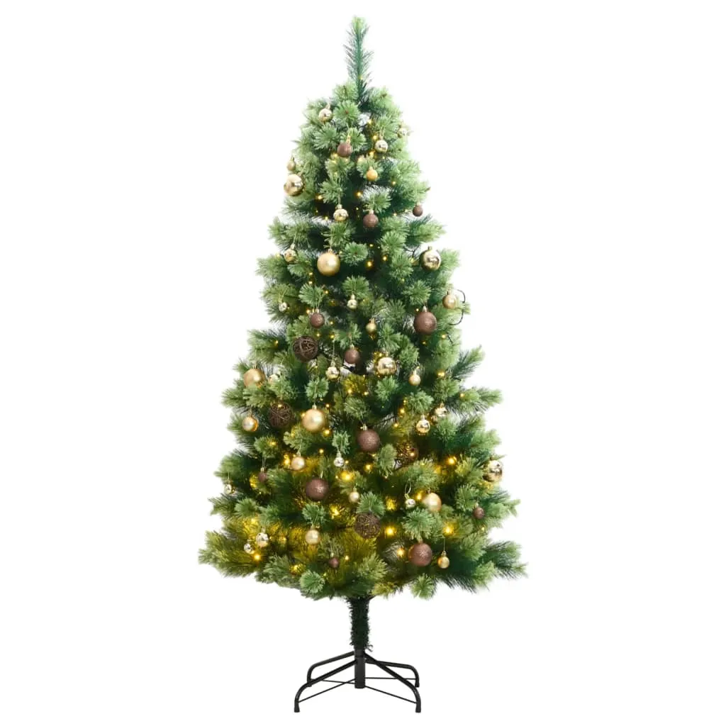 vidaXL Albero Natale Incernierato con 150 LED e Palline 120 cm