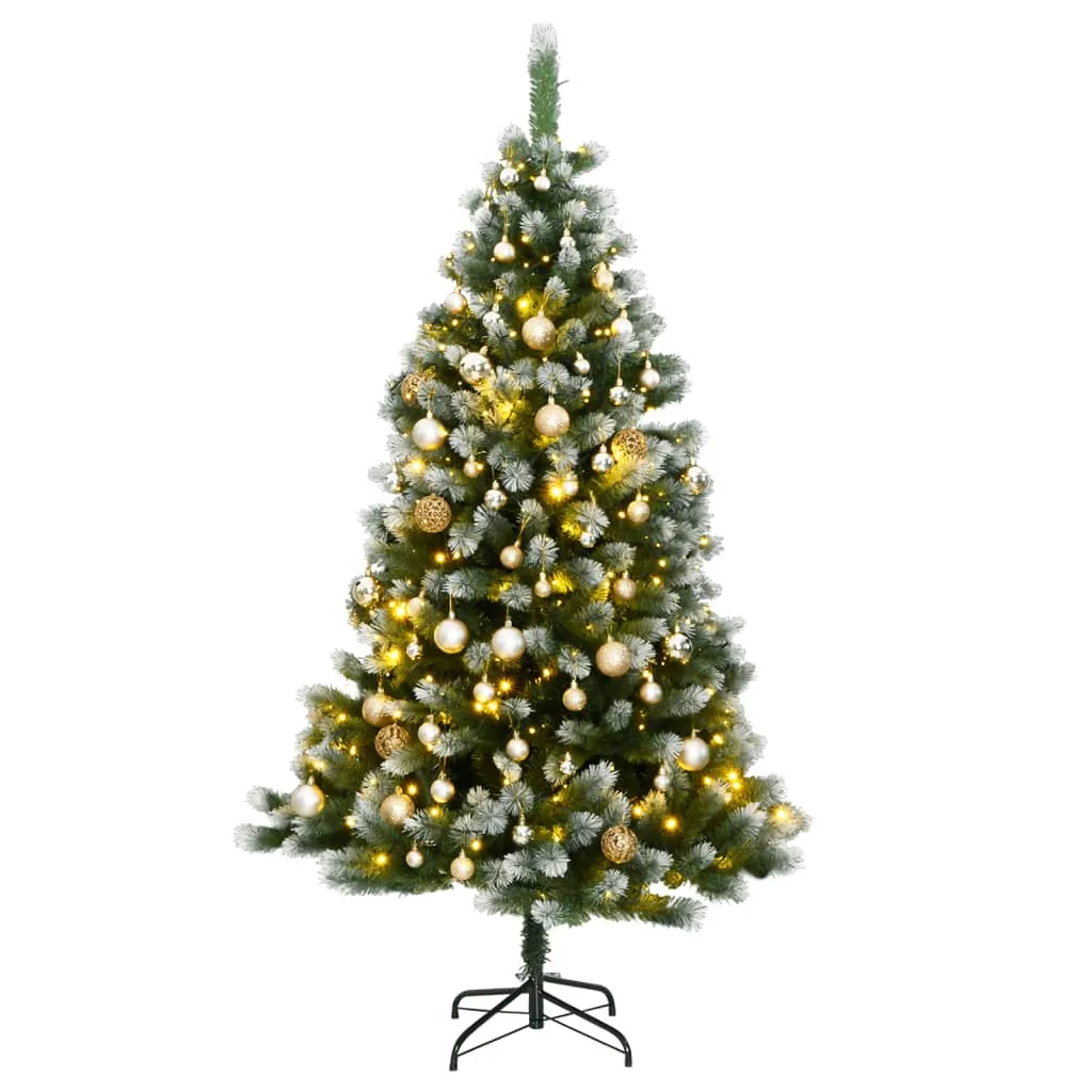 vidaXL Albero Natale Incernierato con 150 LED e Palline 120 cm