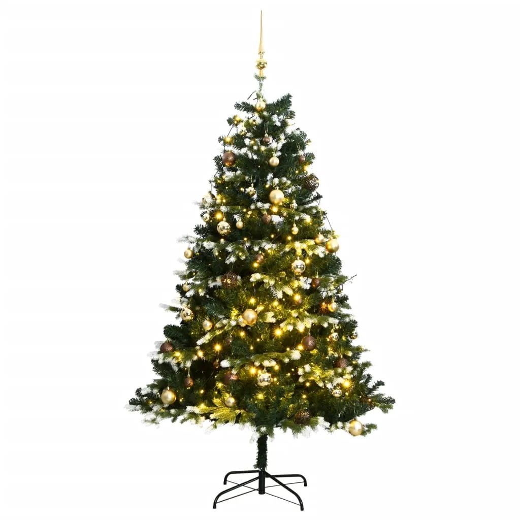 vidaXL Albero Natale Incernierato con 150 LED e Palline 120 cm