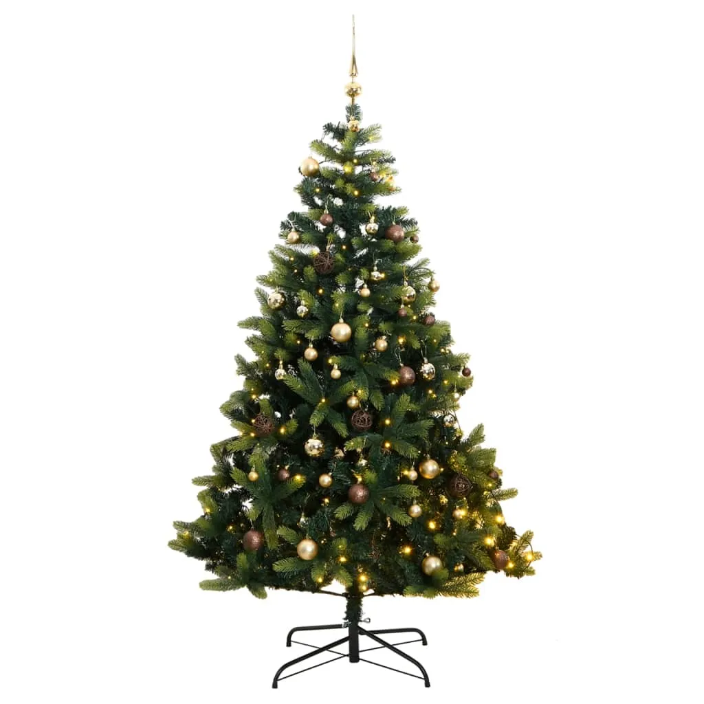 vidaXL Albero Natale Incernierato con 150 LED e Palline 120 cm