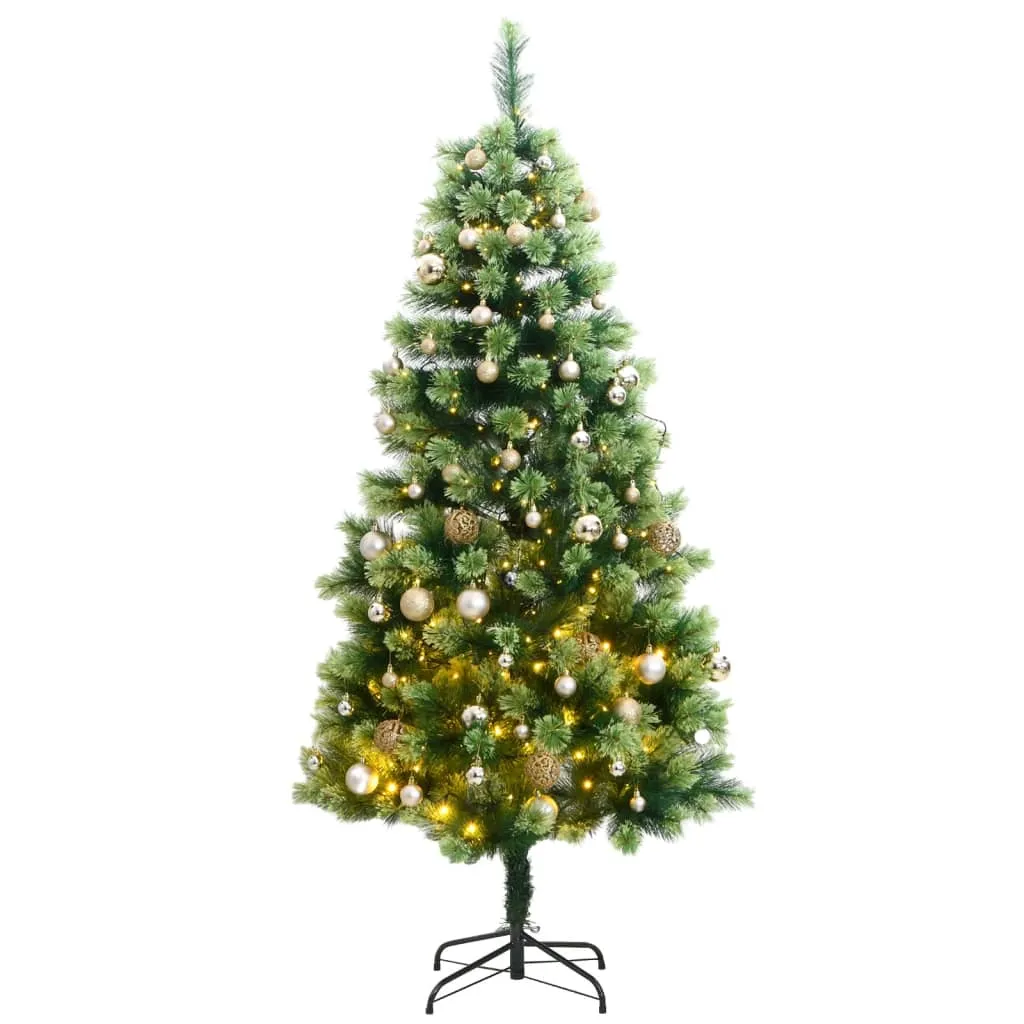 vidaXL Albero Natale Incernierato con 150 LED e Palline 120 cm