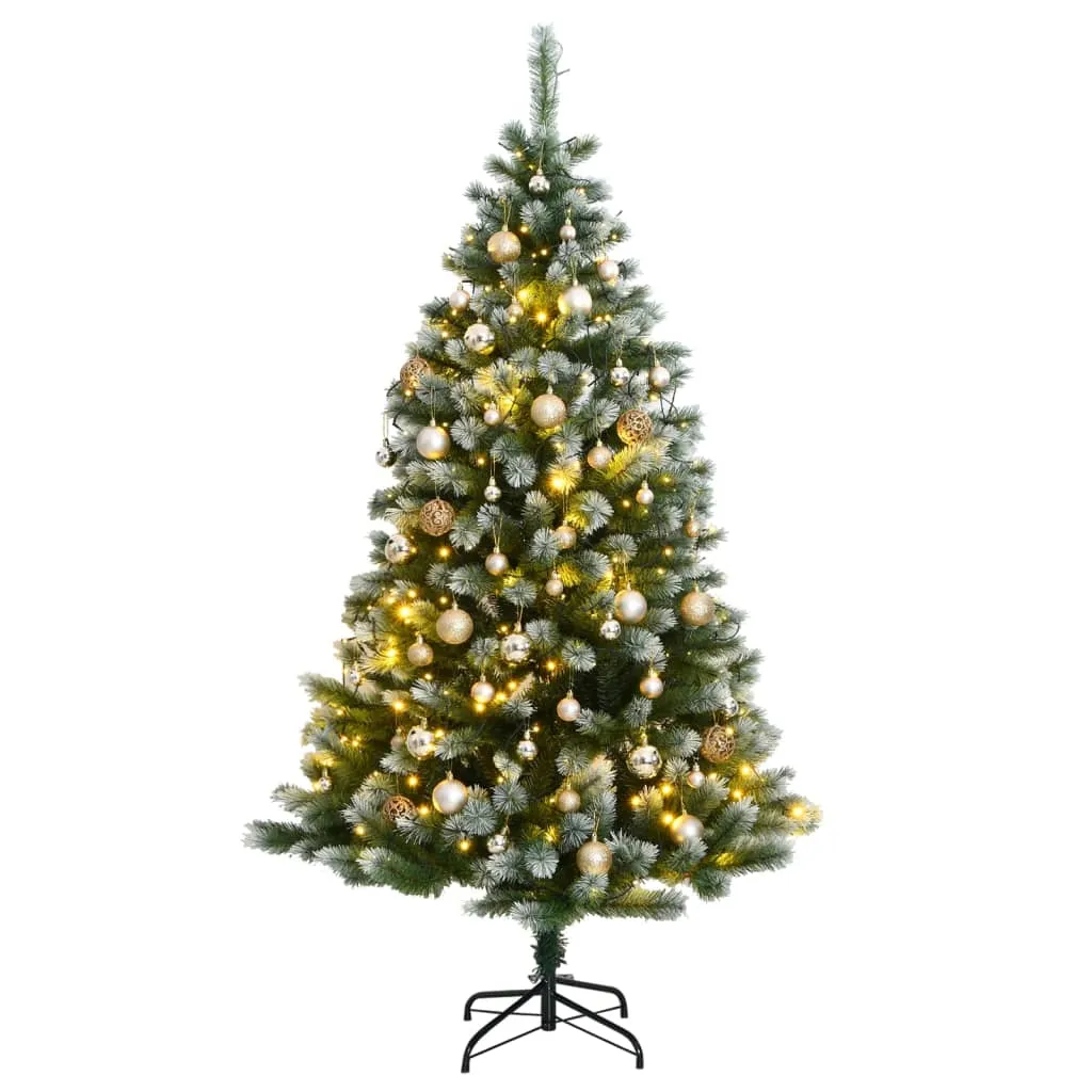 vidaXL Albero Natale Incernierato con 150 LED e Palline 120 cm