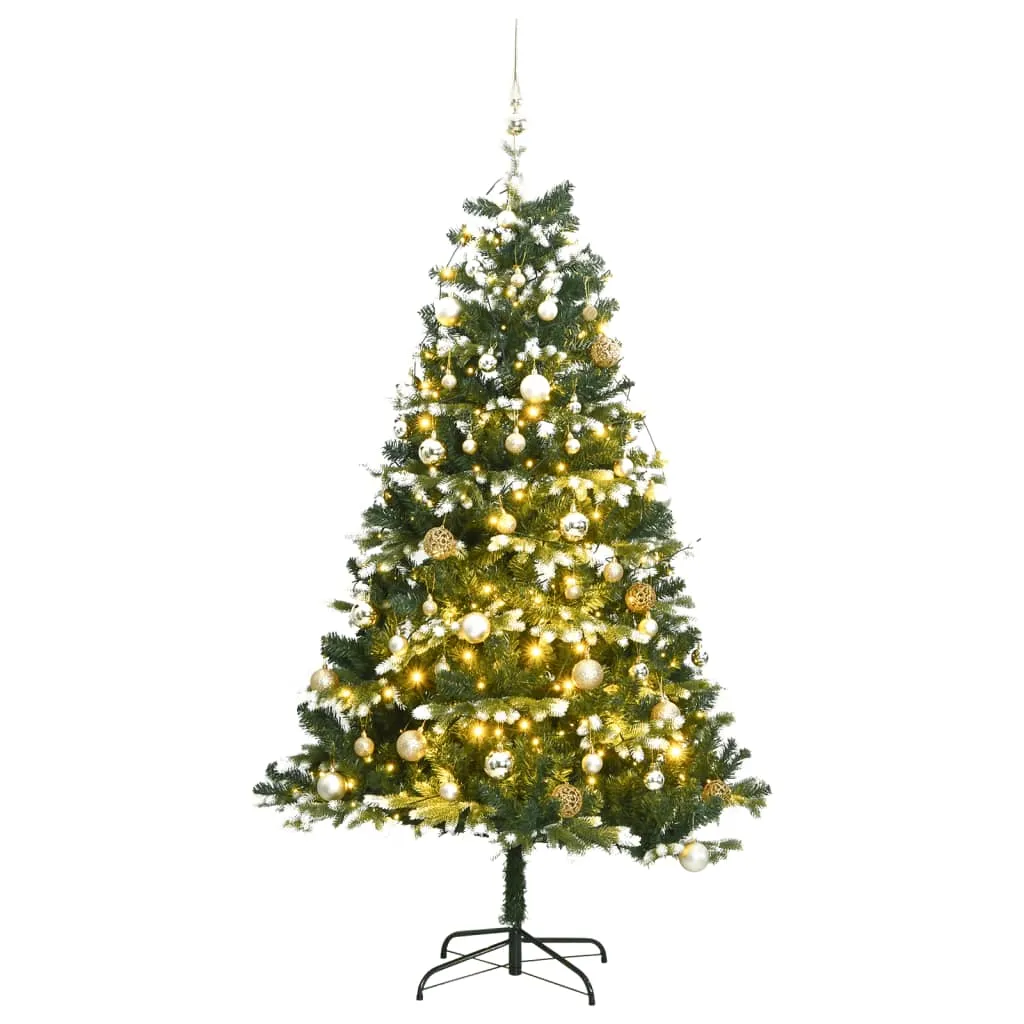 vidaXL Albero Natale Incernierato con 150 LED e Palline 120 cm