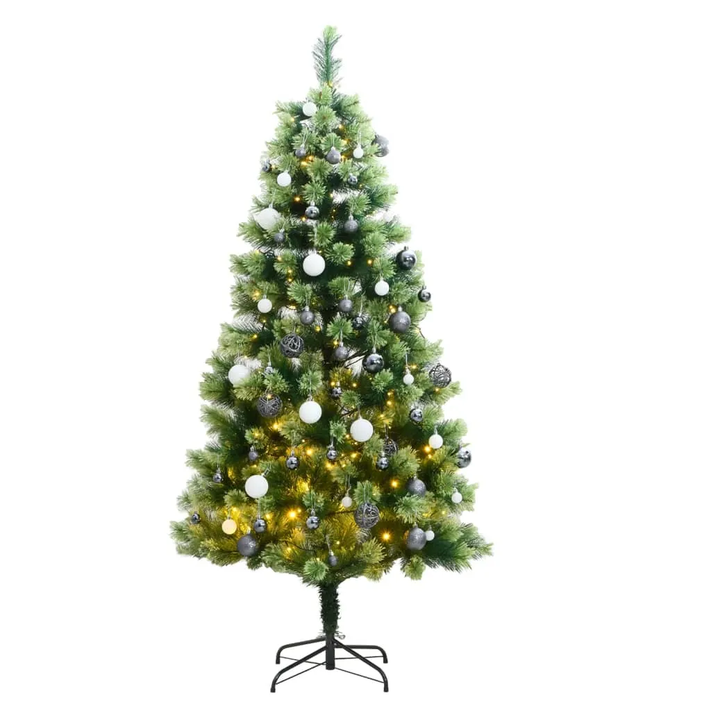 vidaXL Albero Natale Incernierato con 150 LED e Palline 120 cm