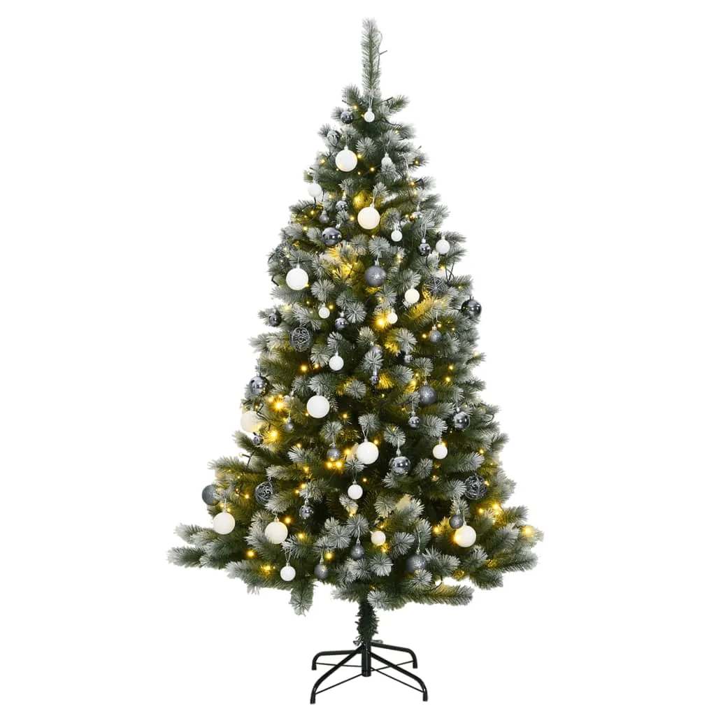 vidaXL Albero Natale Incernierato con 150 LED e Palline 120 cm