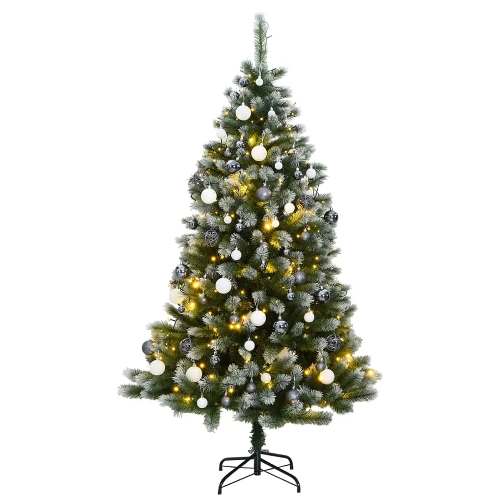 vidaXL Albero Natale Incernierato con 150 LED e Palline 150 cm