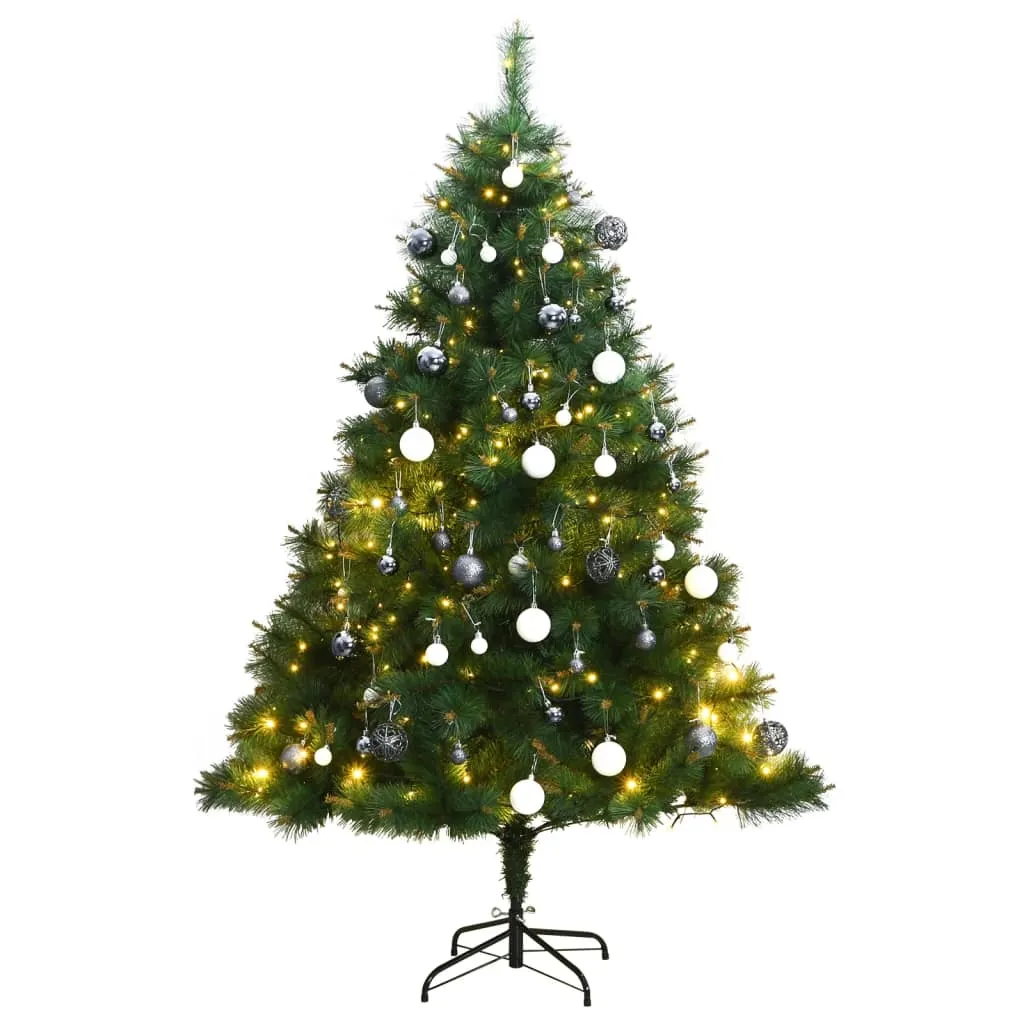 vidaXL Albero Natale Incernierato con 150 LED e Palline 120 cm