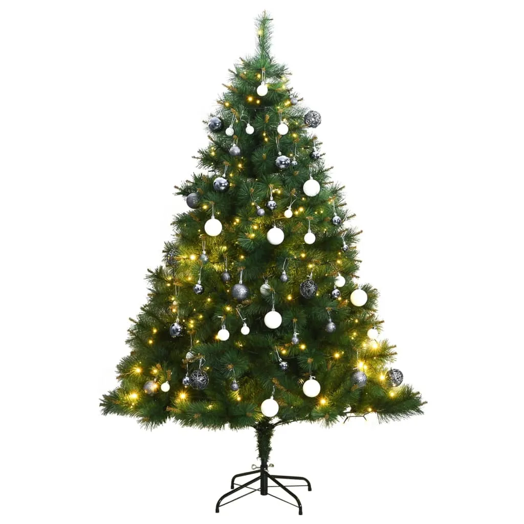 vidaXL Albero Natale Incernierato con 150 LED e Palline 150 cm